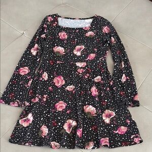 Floral Black and Pink Kids Dress